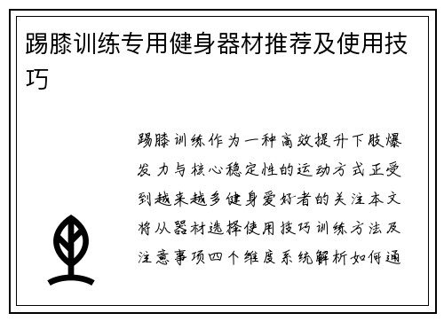 踢膝训练专用健身器材推荐及使用技巧