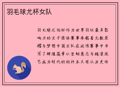 羽毛球尤杯女队