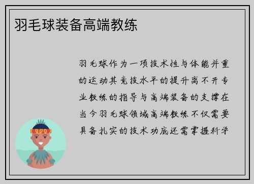 羽毛球装备高端教练